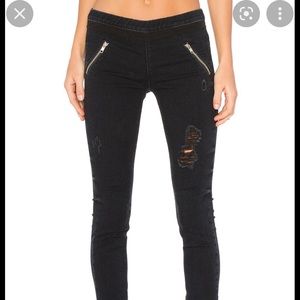 RTA Mila Denim Legging Pant with zippers in Black size Medium